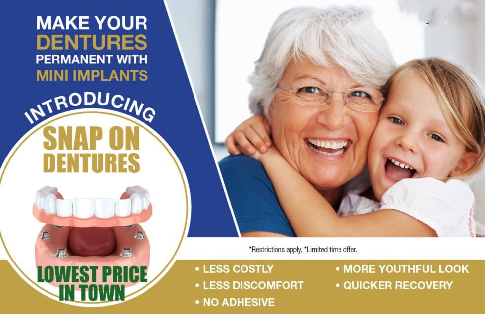 estimated price on snap in dentures