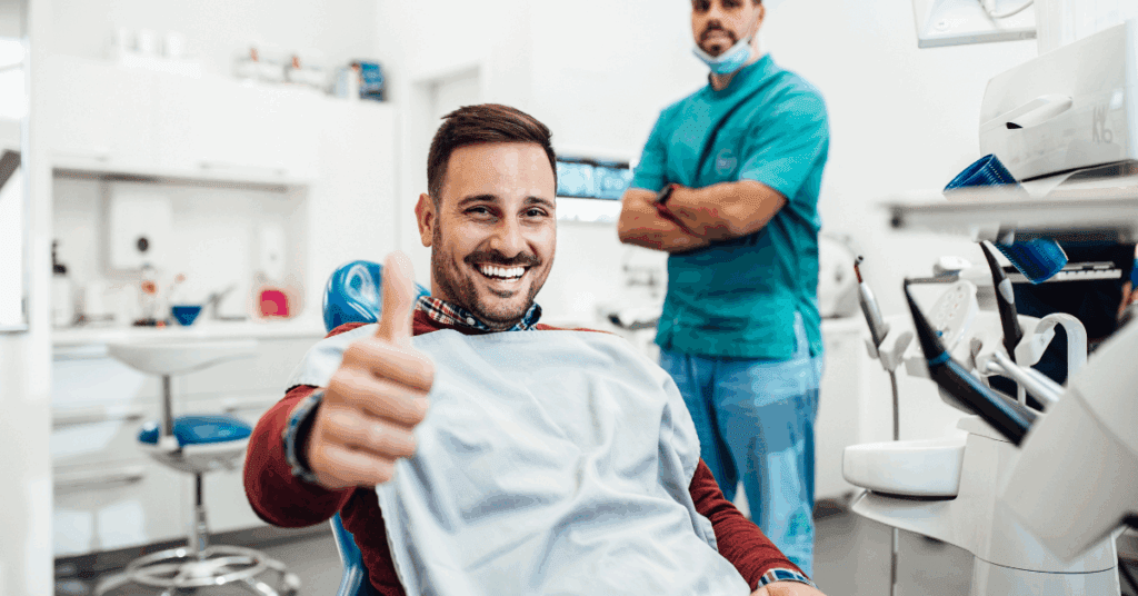 adult patient happy with dentist