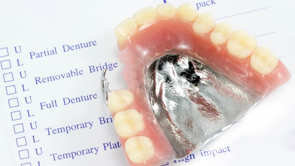 a close-up of a partial dentures